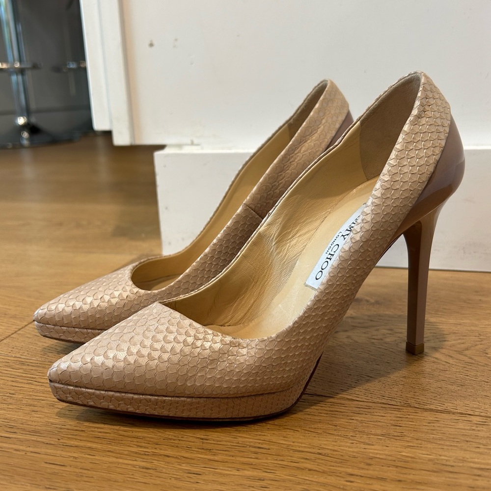 Jimmy Choo Champagne Platform Pumps - Size 37